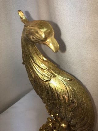 Vtg PAIR 1940 - 50’s SYROCO Burwood PEACOCK gold Figurines Statue ELEGANT 3