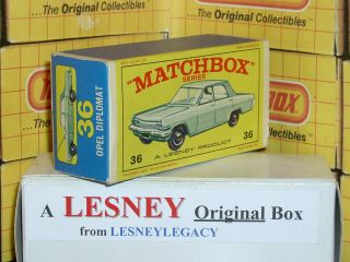 Matchbox Lesney 36c Opel Diplomat Blue Green Type E3 Empty Box Only