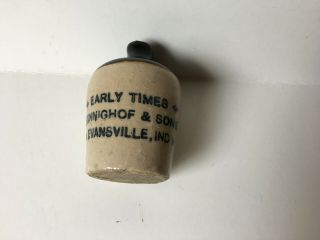 Vintage Mini Miniature Advertising LIQUOR STONEWARE JUG Evansville,  IN Indiana 2
