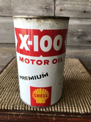 Vintage Shell Oil Can X - 100 Quart Can
