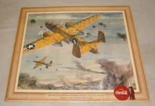 Vintage 1943 Coca Cola World War Ii U.  S.  Airplane Mitchell B - 25 Sign