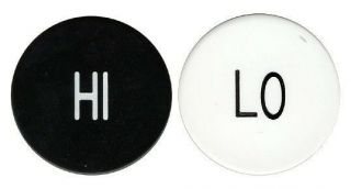 Two (2) Omaha Poker Hi/lo Buttons 2 - Sided Dealer Casino Home Games 2