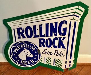 Rolling Rock Extra Pale Embossed Beer Metal Bar Sign Advertising 24 " X 21 "