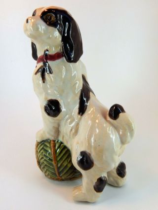 Vintage King Charles Cavalier Dog Figurine - Adorable Dog Standing On Ottoman