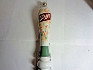 Vintage Schlitz Beer Tap Handle 13.  5 inch Plastic and Brushed Metal 2