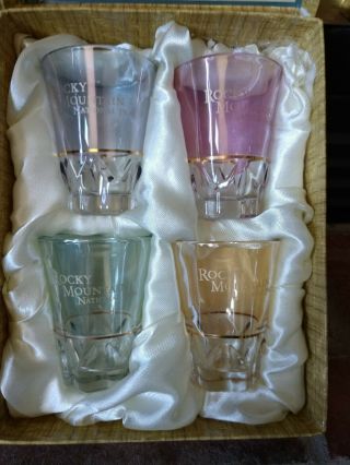 Rocky Mountain National Park Boxed Set Of 4 Vintage Colored Glass Gold Un -