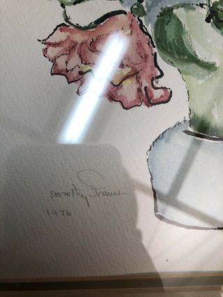 1976 Watercolor of Colorful Flowers in A Vase by Listed Artist Dorothy Strauser 3