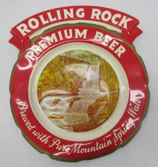 Vtg 50s - 60s Rolling Rock Premium Beer Latrobe Brewing Red Plastic Sign Waterfall