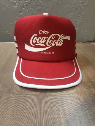 Vtg Coca Cola Snapback Trucker Hat Foam Mesh Made In Usa