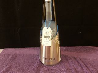 Belvedere Vodka Logo Metal Ice Bucket And Tongs Set;