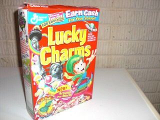 Vintage 1998 Lucky Charms Statue Of Liberty Coin Offer Cereal Box General Mills