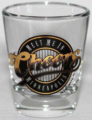 Cheers Meet Me In Minneapolis Shot Glass Black With Gold 1984 2 1/4 " High