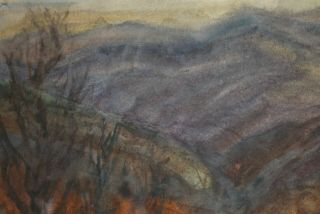Vintage Polish expressionist watercolor painting landscape Signed Kisling 3