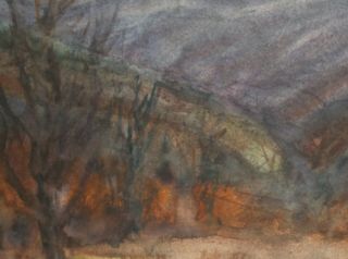 Vintage Polish expressionist watercolor painting landscape Signed Kisling 4