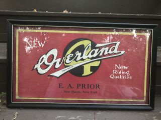 Vintage Overland Car Advertising Cardboard Sign Gas Oil Car Litho
