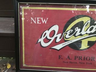 Vintage OVERLAND car Advertising Cardboard Sign Gas Oil Car Litho 2