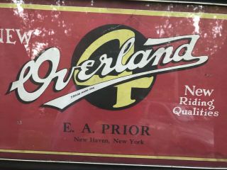 Vintage OVERLAND car Advertising Cardboard Sign Gas Oil Car Litho 3