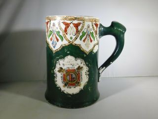 Leisy Brewing Co.  Antique Pottery Beer Mug,  Stein Green Circa 1900