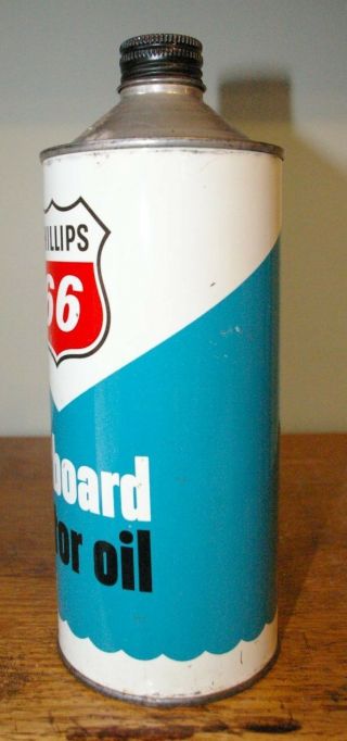 Vintage Phillips 66 Outboard Motor Oil One Quart Cone Top Can 3