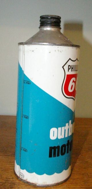 Vintage Phillips 66 Outboard Motor Oil One Quart Cone Top Can 6