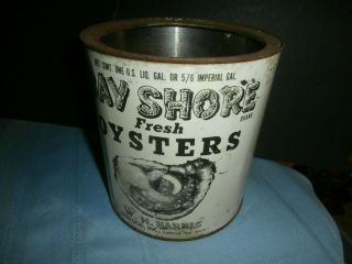 VINTAGE METAL CAN BAY SHORE OYSTERS W H HARRIS CHESTER MD 5