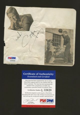 Jackie Cooper Actor Signed Album Page Auto Autograph Psa/dna