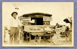 Rppc Real Photo Postcard 1910 Gambling First Dice Table In State Nevada ? 1857