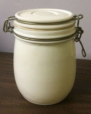 Vtg Milk Glass Bale Wire Canning Jar W/rubber Seal Gasket Very Unique