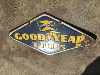 Porcelain Goodyear Tires Enamel Sign Size 18 " X 10 " Inches 2 Sided