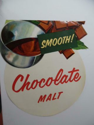 C.  1959 Chocolate Malt Ice Cream Diner Drive - In Advertising Paper Sign Vintage Vg