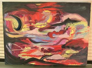 Mid Century Abstract Expressionist Oil Painting Mystery Artist