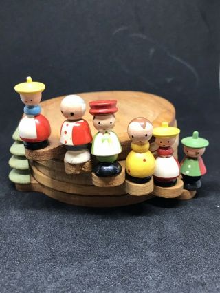 Vintage Italian Wooden Coaster Set Handmade Painted People Family Trees European