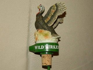 Vintage Wild Turkey Stopper Pourer Shot Dispenser Porcelain & Plastic