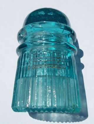 Patd Sept 19th 1899 Light Blue With Ribs Around Bottom Antique Glass Insulator