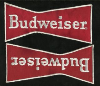 Vintage 2 Large Budweiser Beer Collectors Back Patches - Old Stock