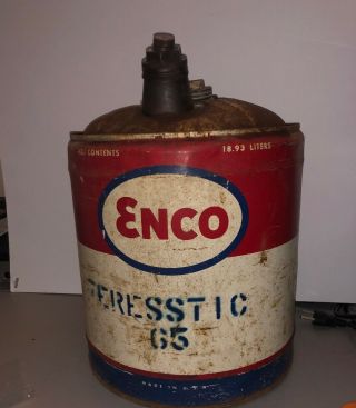 Vintage Enco Teresstic 65 Oil Can 5 Gallon Humble Oil