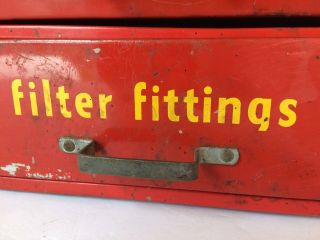 Vintage Red Carter Carbureter Parts Cabinet Great Garage Display Industrial 4