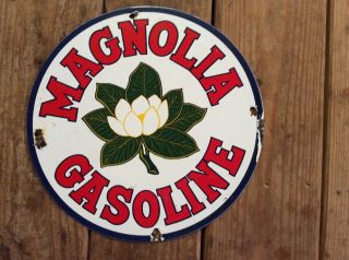 Vintage Magnolia Porcelain Gas And Oil Sign