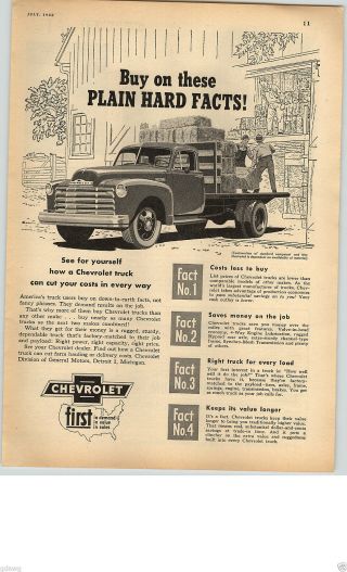 1952 Paper Ad Truck Vehicle Chevrolet Farming Flatbed Synchro Mesh Transmission