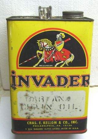 INVADER GALLON CAN WITH KNIGHT ON HORSE Gal GM Mopar 2