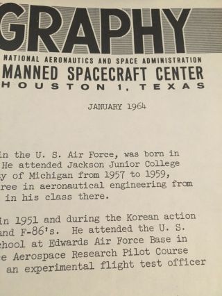 James McDivitt Signed Photo And Biography (1964) NASA Astronaut 5