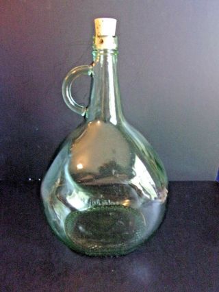 Green Glass Wine Bottle Jug With Cork,  3 Liters
