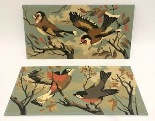 Set Of 2 Vintage 1965 Paint By Number Birds Of A Feather 12” X 6” Cardinal