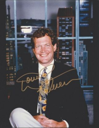 Signed Color Photo Of David Letterman Of " Late Night "