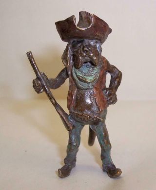 Vintage Cold Painted Bronze Hound Dog Rifle Cowboy Anthropomorphic Miniature