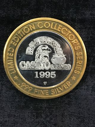 999 Fine Silver Coin Limited Edition Collectors Series Rainbow Casino 1995