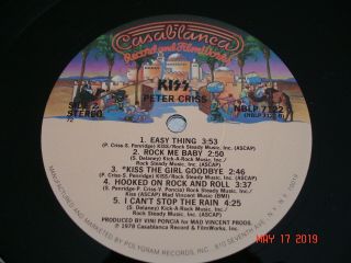 KISS Peter Criss Solo LP Casablanca ‎– NBLP 7122 Polygram 