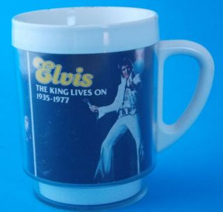 Elvis The King Lives On 1935 - 1977 Insulated Mug 4 " Tall Dawn