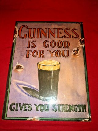 Vintage Guinness Is Good For You Beer Heavy Metal Sign W/ Graphics England