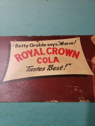 Royal Crown Cola Betty Grable Pin Up Girl Sign 20th Century fox 3